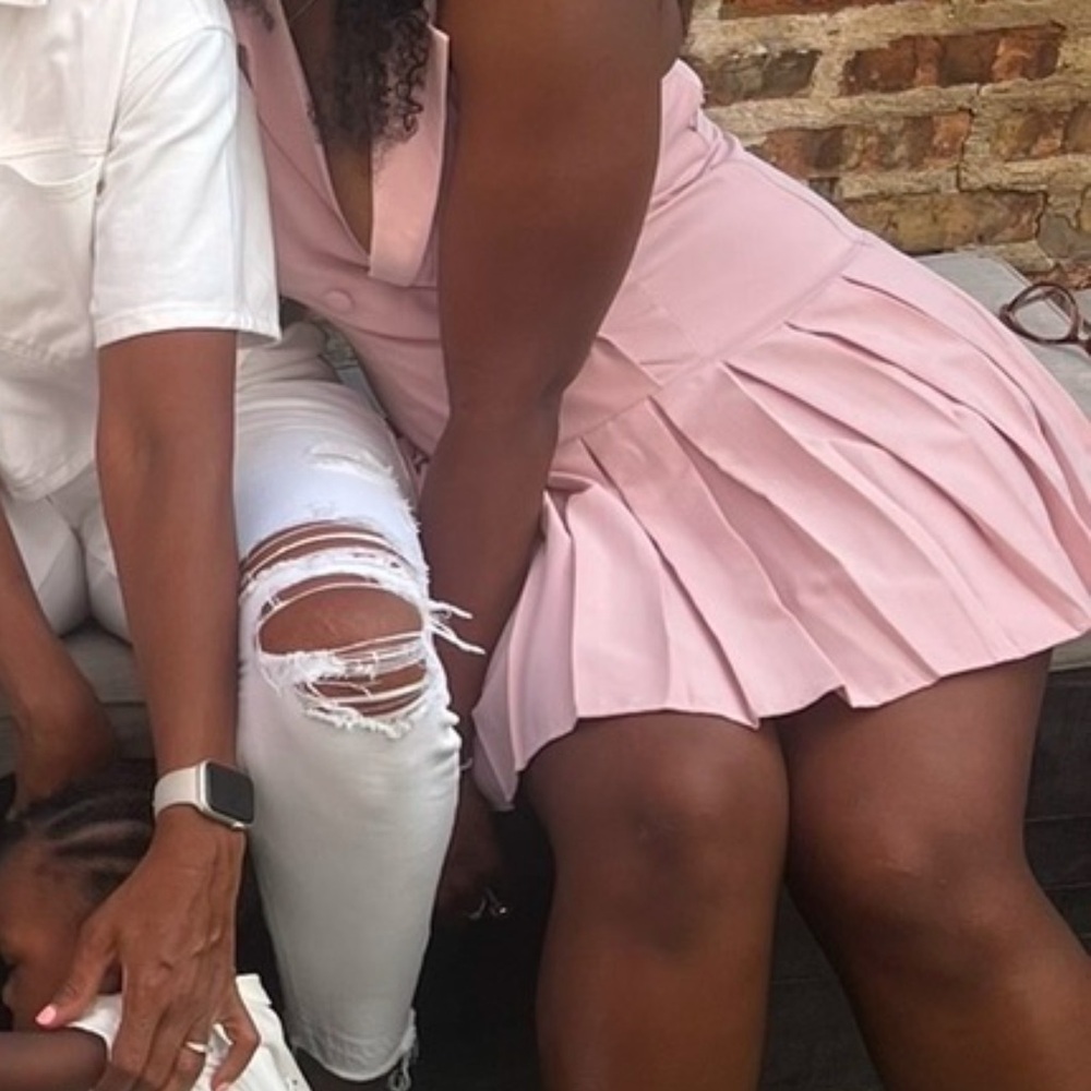 SHEIN Pink Midi Dress with Pleated Skirt
